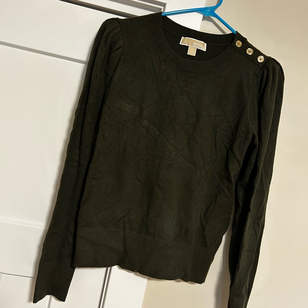 Olive Michael Kors Sweater with Gold Buttons